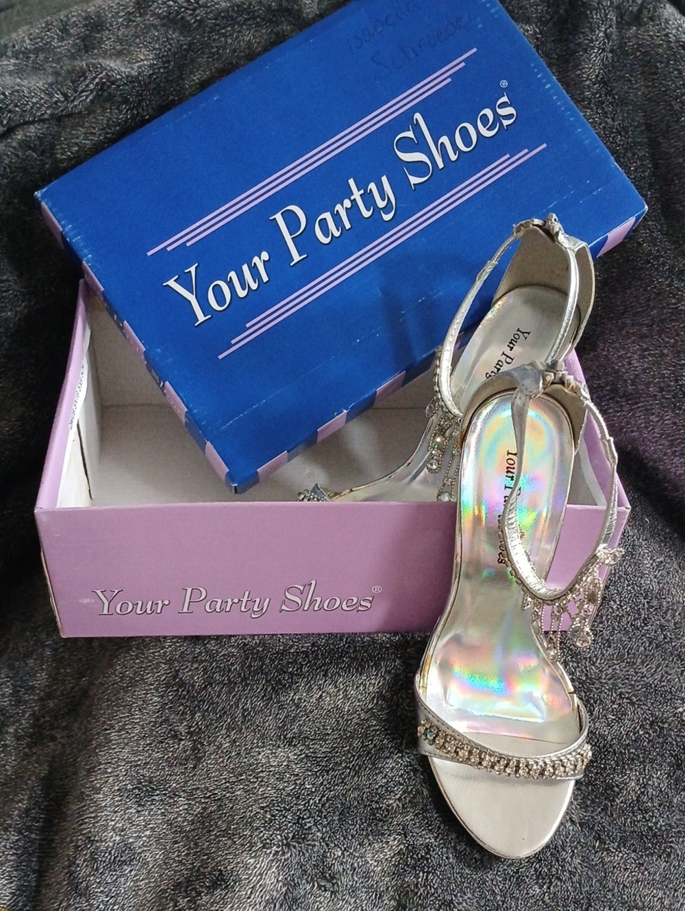 Sz 7.5 Rhinestone T-Strap High Heels